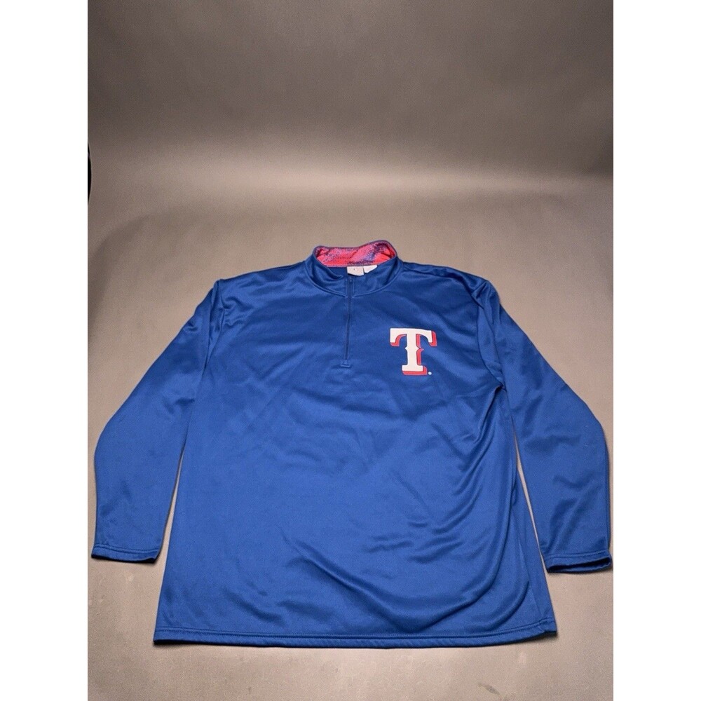 Texas Rangers MLB Genuine Merchandise Quarter‑Zip Pullover | Blue & Red | 2XL